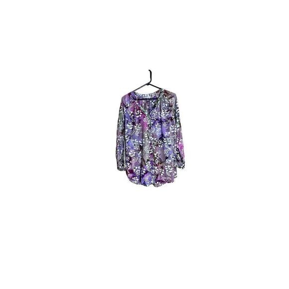Soft Surroundings womens size small shirt button-up long sleeves purple floral - Picture 1 of 7
